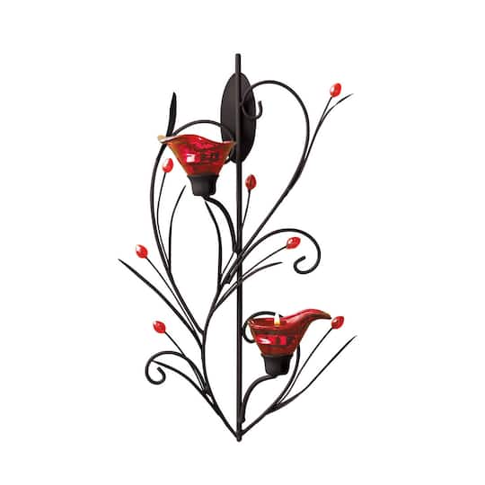 14.75" Ruby Blossom Candle Wall Sconce